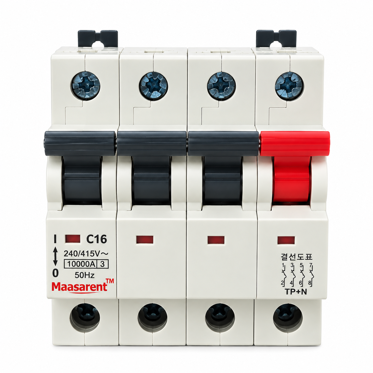 Maasarent 16A Triple Pole and Neutral C-Curve MCB | High-Performance Electrical Protection