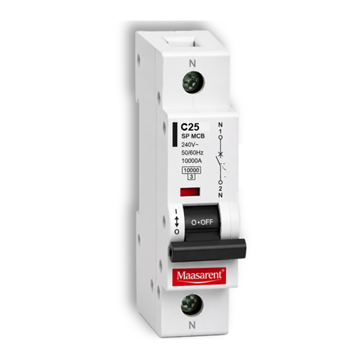 Maasarent 25A Single Pole C-Curve MCB | High-Performance Electrical Protection