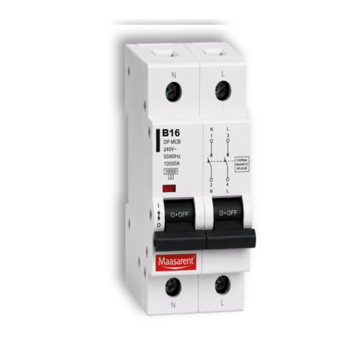 Maasarent 16A Double Pole B-Curve MCB | High-Performance Electrical Protection