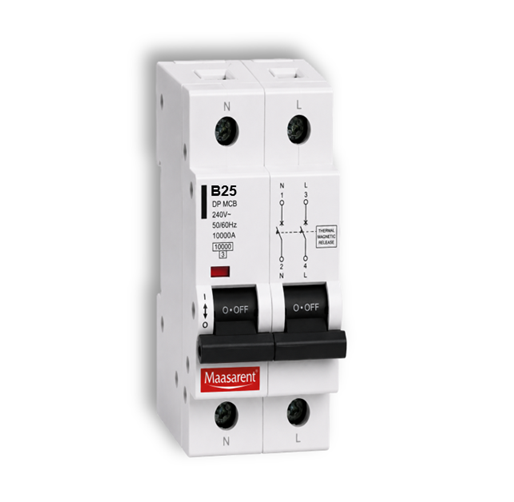 Maasarent 25A Double Pole B-Curve MCB | High-Performance Electrical Protection
