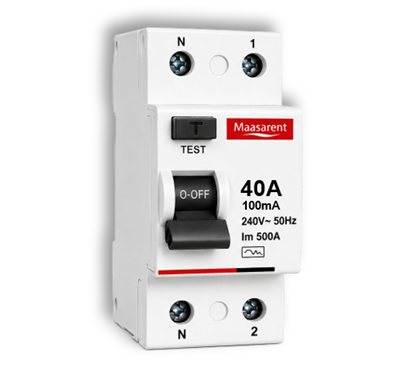 Maasarent RCCB 40A, 100mA Double Pole | Ultimate Earth Leakage & Shock Protection