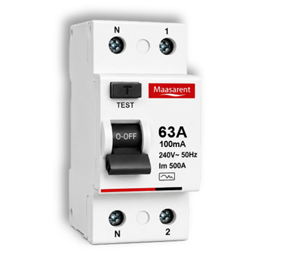 Maasarent RCCB 63A, 100mA Double Pole | Ultimate Earth Leakage & Shock Protection