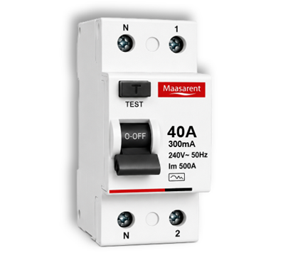 Maasarent RCCB 40A, 300mA Double Pole | Ultimate Earth Leakage & Shock Protection