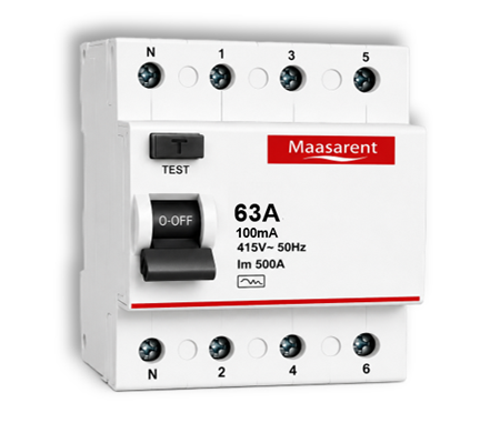 Maasarent RCCB 63A, 100mA Four Pole | Ultimate Earth Leakage & Shock Protection