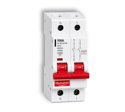 Maasarent Isolator 100A Double Pole | Heavy-Duty Electrical Disconnector for Safe Maintenance