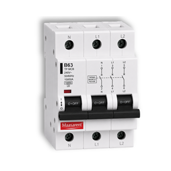 Maasarent 63A Triple Pole B-Curve MCB | High-Performance Electrical Protection